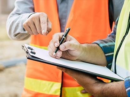 Z Solution person pointing at clipboard